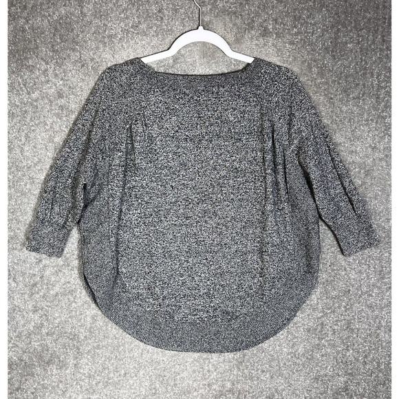 Express 1/2 Sleeve Boxy‎ Curved Hem Knit Sweater Top Womens Size Small Gray - Picture 2 of 6